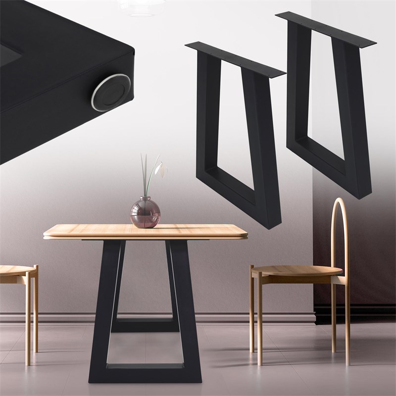 Juego de 2 patas de mesa de forma trapezoidal 60x72 cm acero negro  ML-Design barato