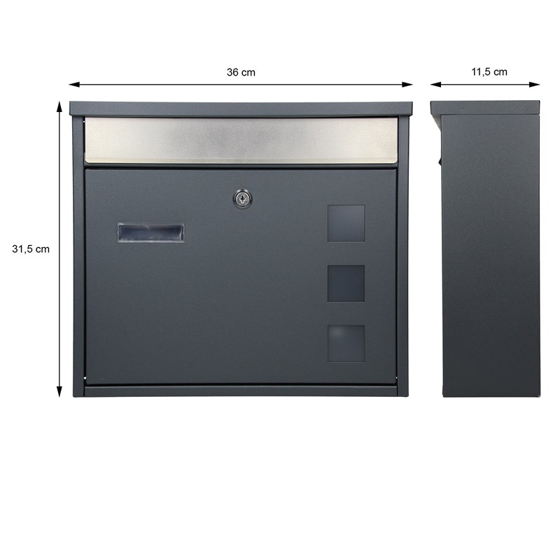 ECD Germany Buzón Correos Exterior Diseño Moderno de Pared con  Compartimento para Periódicos 37x11x36,5 cm