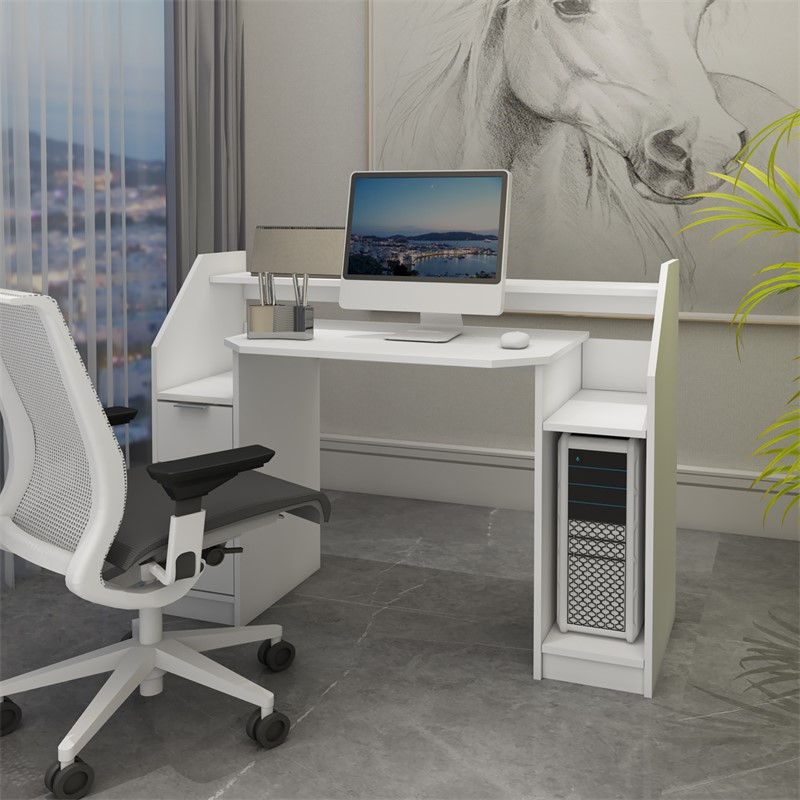 Työpöytä laatikolla 123x90 cm Valkoinen MDF ML-Design