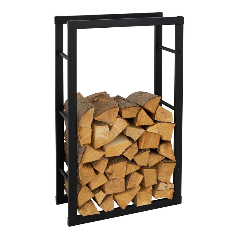 Porta legna 72x70x20 cm in metallo nero ML-Design