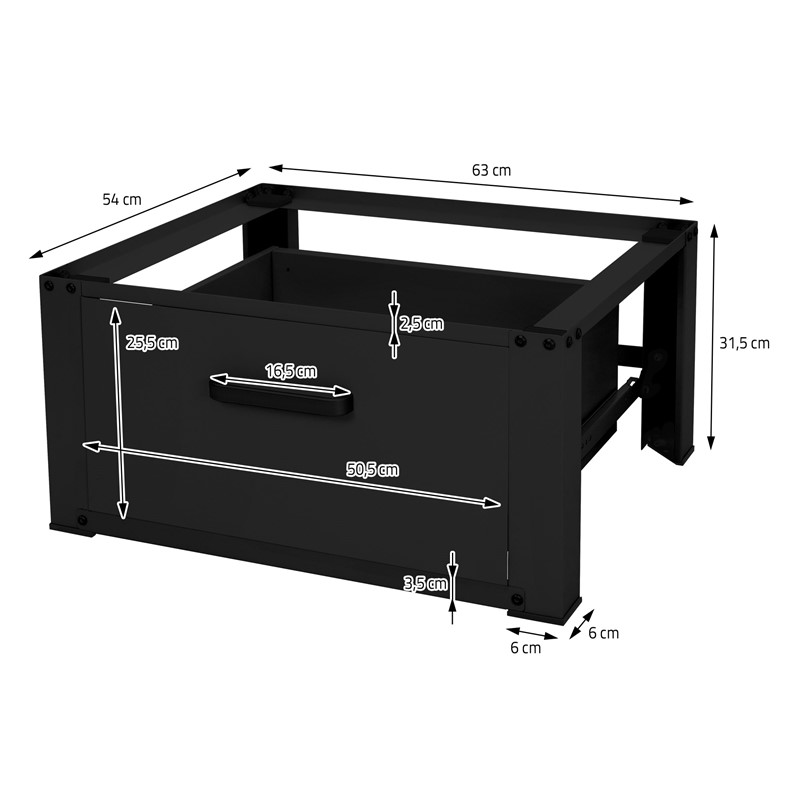 ML-Design Base per Lavatrice Asciugatrice Frigorifero con Cassetto 63 x 54  cm in Acciaio Bianco