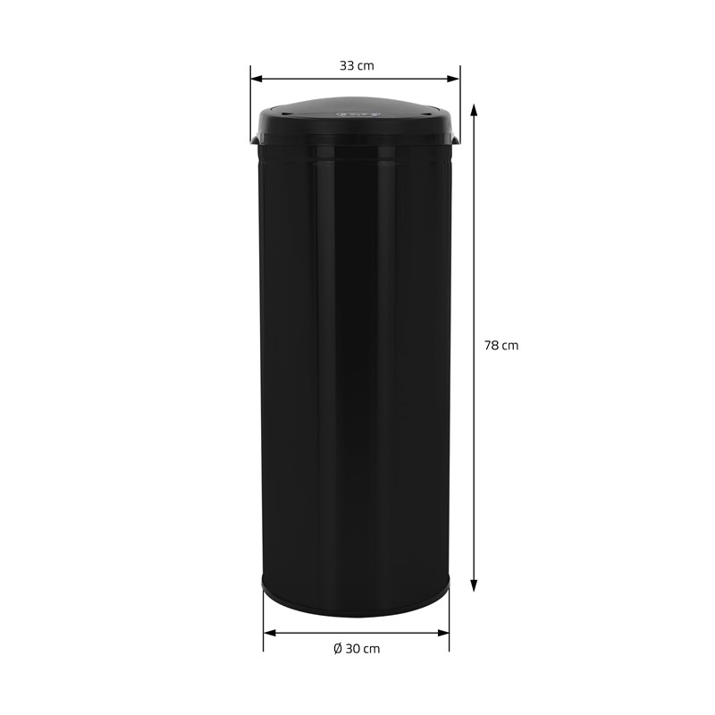 ML-Design - Poubelle 50 litres noir brillant inox brossé de ML