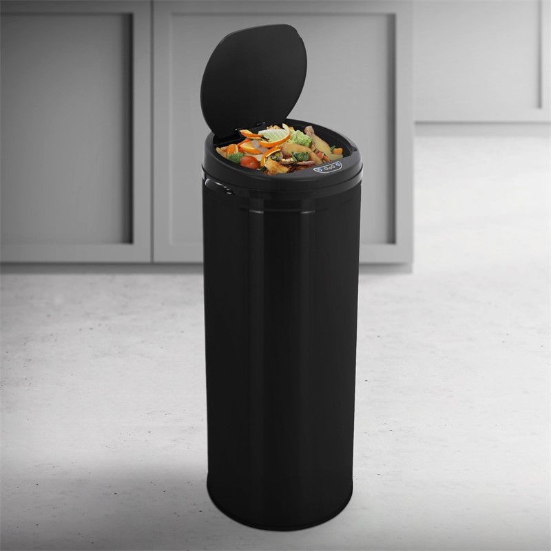 Poubelle 50 litres noir brillant inox brossé de ML-Design