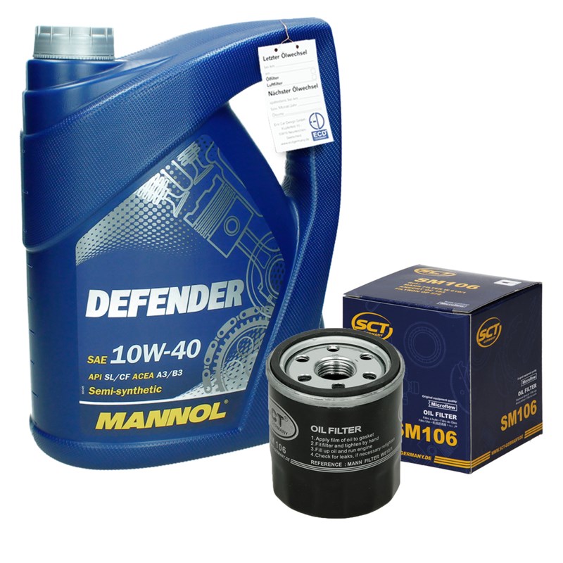Oliefilter med Mannol Defender 10W-40 5L Peugeot Toyota