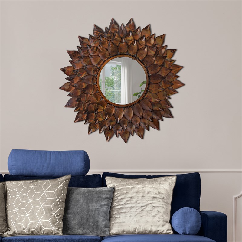 Specchio decorativo da parete marrone, Ø 74 cm, in vetro con cornice in  metallo