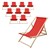 Set of 10 folding deckchair red wood adjustable backrest up to 120 kg sun lounger garden lounger beach lounger