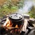 Conjunto de Forno Holandês para churrasco 7.3L em ferro fundido preto com levantador de tampa e base BBQ#BOSS