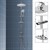 Edelstahl Duschsystem Ovales Design Hellgrau mit Anti-Kalk Düsen