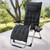 Cadeira de convés Espreguiçadeira até 120 kg dobrável preta com almofada e almofada de pescoço Hauki