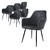 Dining chair set of 6 with backrest and armrests dark gray Kitchen chair with microfiber velvet cover