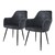 Conjunto de 2 cadeiras de jantar com costas e apoios de braços em veludo cinzento escuro