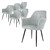 Dining chair set of 6 with backrest and armrests Grey kitchen chair with microfiber velvet cover