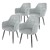 Dining chair set of 4 with backrest and armrests Grey kitchen chair with microfiber velvet cover