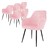 Dining chair set of 6 with backrest and armrests Pink kitchen chair with microfiber velvet cover