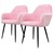Spisebordsstol sæt af 4 med ryg og armlæn grå/rosa i fløjl