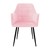 Conjunto de 2 cadeiras de jantar com costas e apoios de braços em veludo rosa