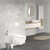 Wall-hung ceramic toilet Matt white 49 cm long Rimless with soft-close Luxebath