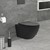 Wc sospeso in ceramica nero opaco lungo 52 cm senza bordo con chiusura ammortizzata LuxeBath