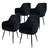 Dining chair set of 4 with backrest and armrests black Kitchen chair with microfiber velvet cover