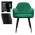Sæt med 4 spisebordsstole, mørkegrå/mørkegrøn, med ryg og armlæn