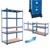 Werkstattregal blau, 200x120x60 cm, aus pulverbeschichtetem  Metall und MDF Holzfaserplatte, bis 875 kg