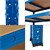 Workshop shelf blue, 200x100x50 cm, made of powder coated metal and MDF wood, up to 350 kg
