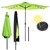 Parasol green with LED solar, Ø 300 cm, round, with crank incl. cover