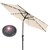 Parasol crème met LED solar, Ø 300 cm, rond, met zwengel
