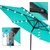 Parasol turquesa con LED solar, Ø 300 cm, redondo, con manivela