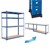 Prateleira de oficina azul, 180x160x60 cm, feita de metal revestido a pó e madeira MDF, até 280 kg