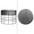 Banqueta de design cinza claro, redonda, 43x33 cm, com tampa de veludo e estrutura metálica