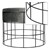 Design Sitzhocker hellGrau rund 43x33 cm mit Samtbezug und Metallgestell