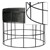 Tabouret design 43x33 cm rond avec housse en velours et cadre métallique gris foncé