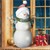 Decorative figure snowman with 12 LED's warm white 57 cm, white with red winter cap and green scarf