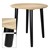 Set of 2 Besitiltable round Ø 30/40 cm, made of pine wood with black legs