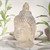 Statue de tête de bouddha beige/gris, 45x39x78 cm, en pierre moulée