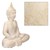 Figure de bouddha beige/gris, 40x24x48 cm, en pierre moulée