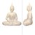 Figura di Buddha beige/grigio, 51x29x64 cm, in pietra fusa