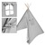 Tenda gioco per bambini grigio, 115x115x160 cm, con finestra in lana di bambù