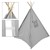 Play tent for children grey, 115x115x160 cm, with window in bamboo wool