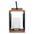 Wooden lantern for tea lights, candles with city skyline and handle made of wood and metal