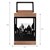 Wooden lantern for tea lights, candles with city skyline and handle made of wood and metal