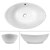 Waschbecken Ovalform 59x39x20 cm Weiß aus Keramik inkl. Ablaufgarnitur mit Überlauf
