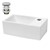 Håndvask i kantet form 350x205x125 mm hvid keramik - inkl. afløbssæt uden overløb