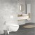 Rimless wall-hung toilet, long 53.5 cm White Tornado flush with soft-close toilet seat LuxeBath