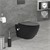 Rimless wall-hung toilet long 53.5 cm Black with bidet function and Tornado flush LuxeBath