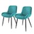 Conjunto de 2 cadeiras de sala de jantar com costas e braços Capa de veludo turquesa com pernas de metal ML-Design