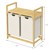 Cesto portabiancheria con due sacchi estensibili Grigio 2x30 litri Struttura in legno di bambù Design ML