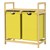 Cesto para roupa suja com dois sacos de roupa extensíveis amarelo 2x30 litros estrutura de madeira de bambu design ML
