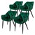 Dining chair set of 4 with backrest and armrests Dark green Kitchen chair with microfiber velvet cover ML design